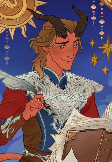 thumbnail illustration tiefling dungeon dragons writing window