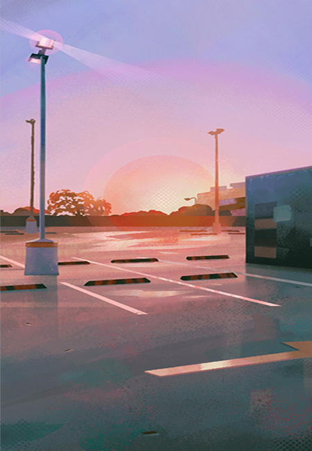 thumbnail car parking lot sunset