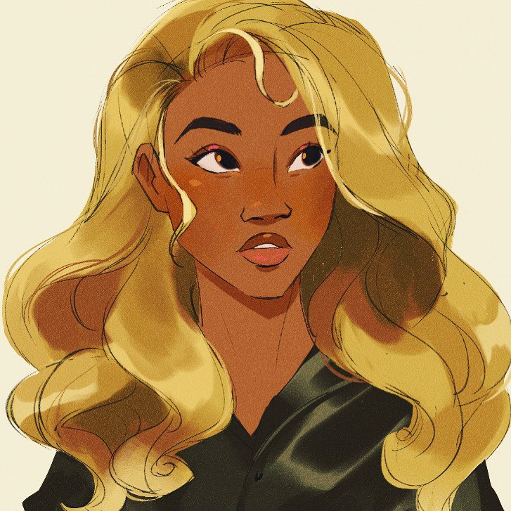 Character portrait of a Black Woman with blonde curls